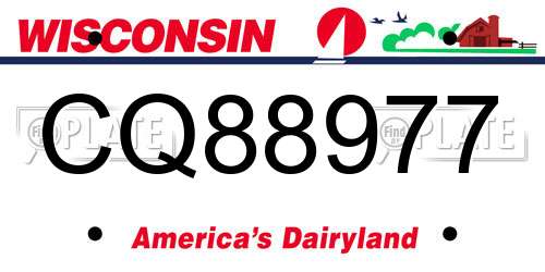 CQ88977 Wisconsin License Plate