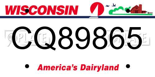 CQ89865 Wisconsin License Plate