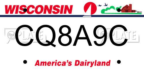 CQ8A9C Wisconsin License Plate