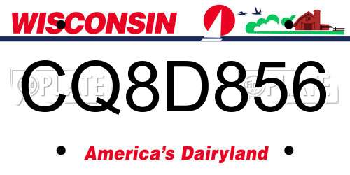 CQ8D856 Wisconsin License Plate