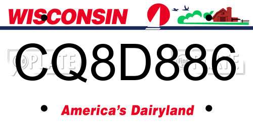 CQ8D886 Wisconsin License Plate