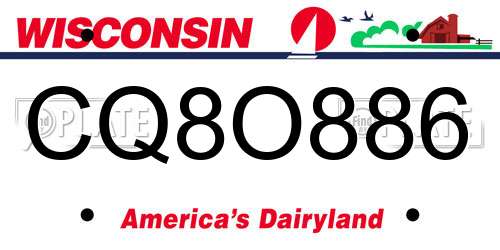 CQ8O886 Wisconsin License Plate