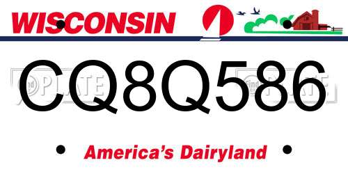 CQ8Q586 Wisconsin License Plate