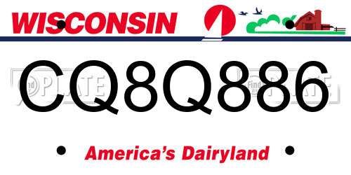 CQ8Q886 Wisconsin License Plate
