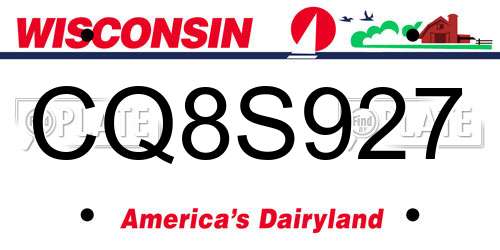 CQ8S927 Wisconsin License Plate
