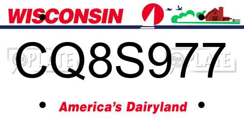 CQ8S977 Wisconsin License Plate