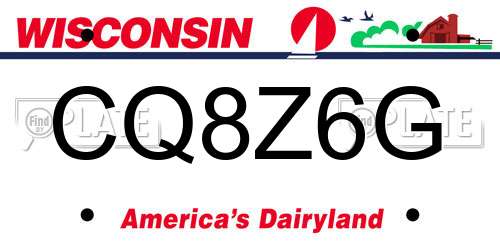 CQ8Z6G Wisconsin License Plate