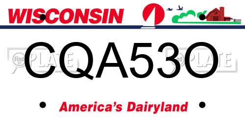 CQA53O Wisconsin License Plate