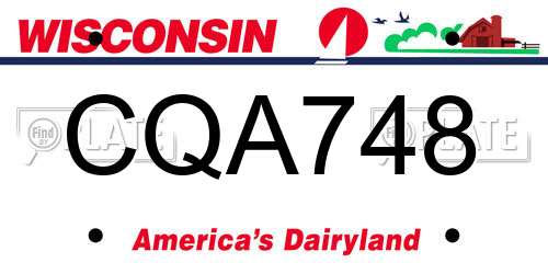 CQA748 Wisconsin License Plate