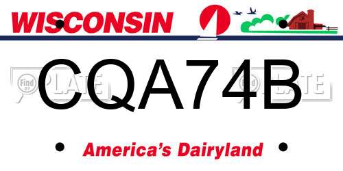 CQA74B Wisconsin License Plate