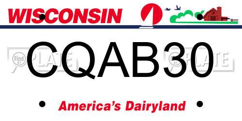 CQAB30 Wisconsin License Plate