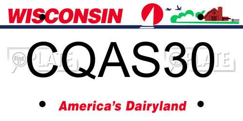 CQAS30 Wisconsin License Plate
