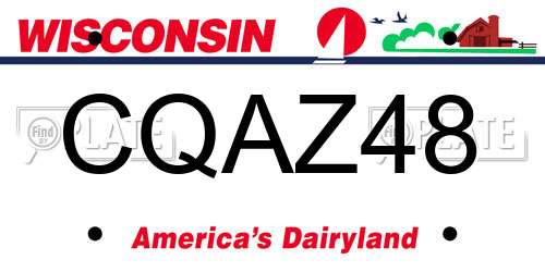 CQAZ48 Wisconsin License Plate