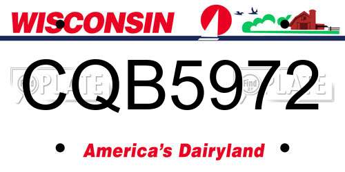 CQB5972 Wisconsin License Plate