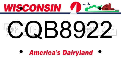 CQB8922 Wisconsin License Plate