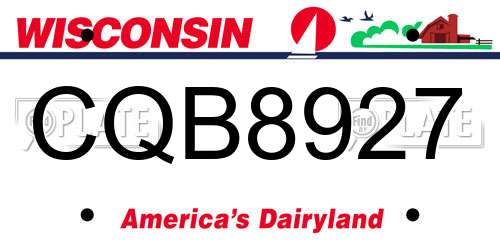 CQB8927 Wisconsin License Plate