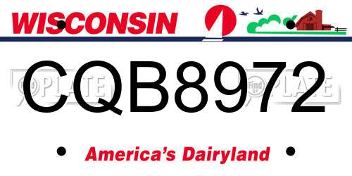 CQB8972 Wisconsin License Plate