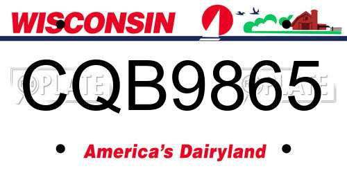 CQB9865 Wisconsin License Plate