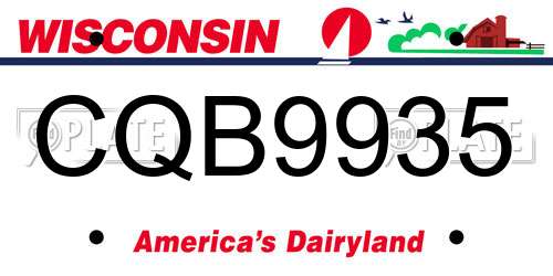 CQB9935 Wisconsin License Plate