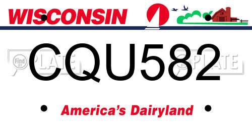 CQU582 Wisconsin License Plate