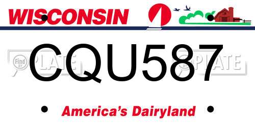 CQU587 Wisconsin License Plate