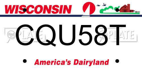 CQU58T Wisconsin License Plate