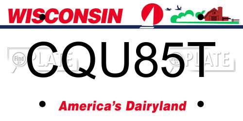 CQU85T Wisconsin License Plate