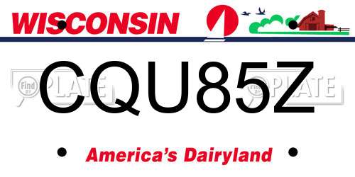 CQU85Z Wisconsin License Plate