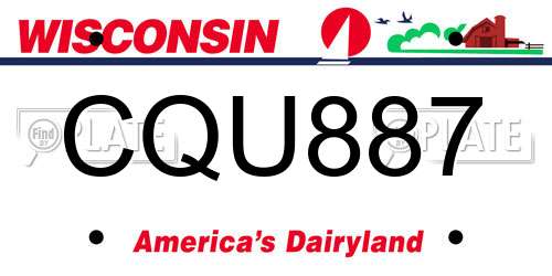 CQU887 Wisconsin License Plate