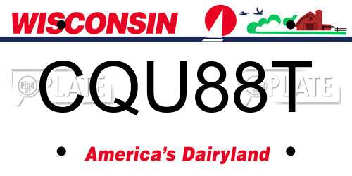 CQU88T Wisconsin License Plate