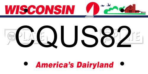 CQUS82 Wisconsin License Plate