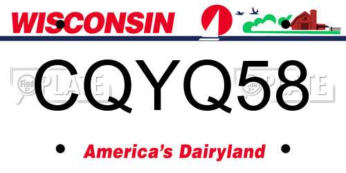 CQYQ58 Wisconsin License Plate