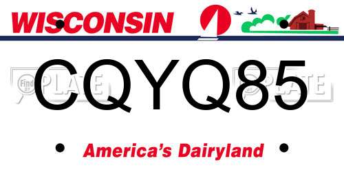 CQYQ85 Wisconsin License Plate