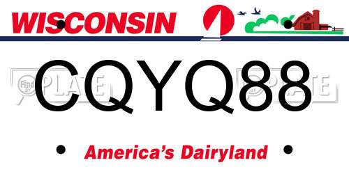 CQYQ88 Wisconsin License Plate