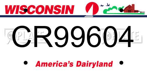 CR99604 Wisconsin License Plate