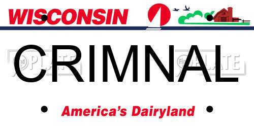 CRIMNAL Wisconsin License Plate