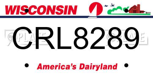 CRL8289 Wisconsin License Plate