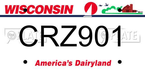 CRZ901 Wisconsin License Plate