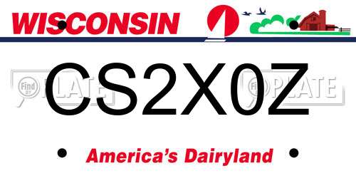 CS2X0Z Wisconsin License Plate