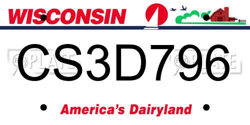 CS3D796 Wisconsin License Plate
