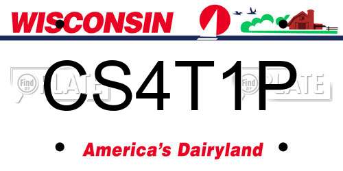 CS4T1P Wisconsin License Plate