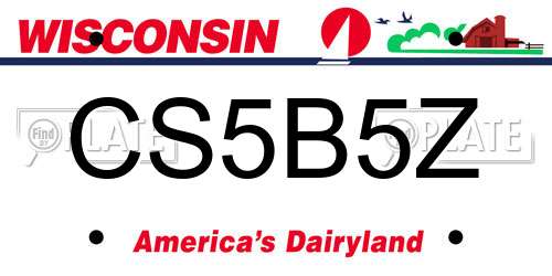CS5B5Z Wisconsin License Plate