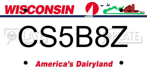 CS5B8Z Wisconsin License Plate