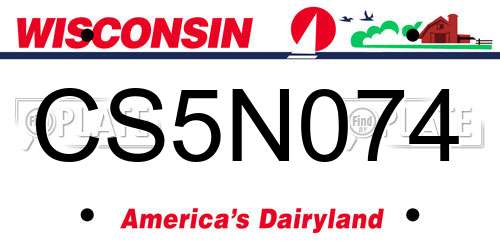 CS5N074 Wisconsin License Plate