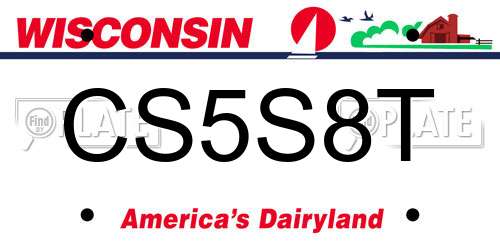 CS5S8T Wisconsin License Plate