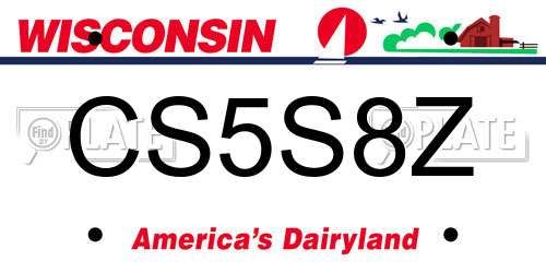 CS5S8Z Wisconsin License Plate