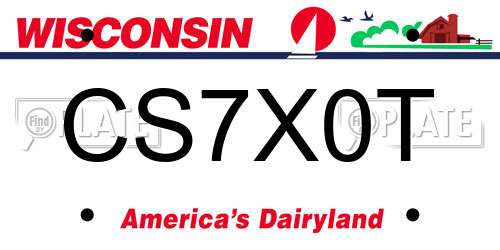 CS7X0T Wisconsin License Plate