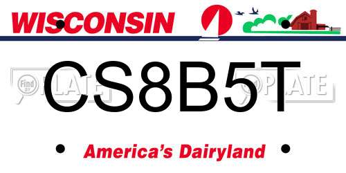 CS8B5T Wisconsin License Plate