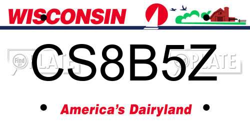 CS8B5Z Wisconsin License Plate