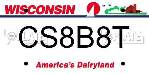 CS8B8T Wisconsin License Plate